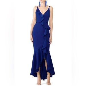 Marchesa Notte Royal Blue Ruffle‎ Gown size 4
